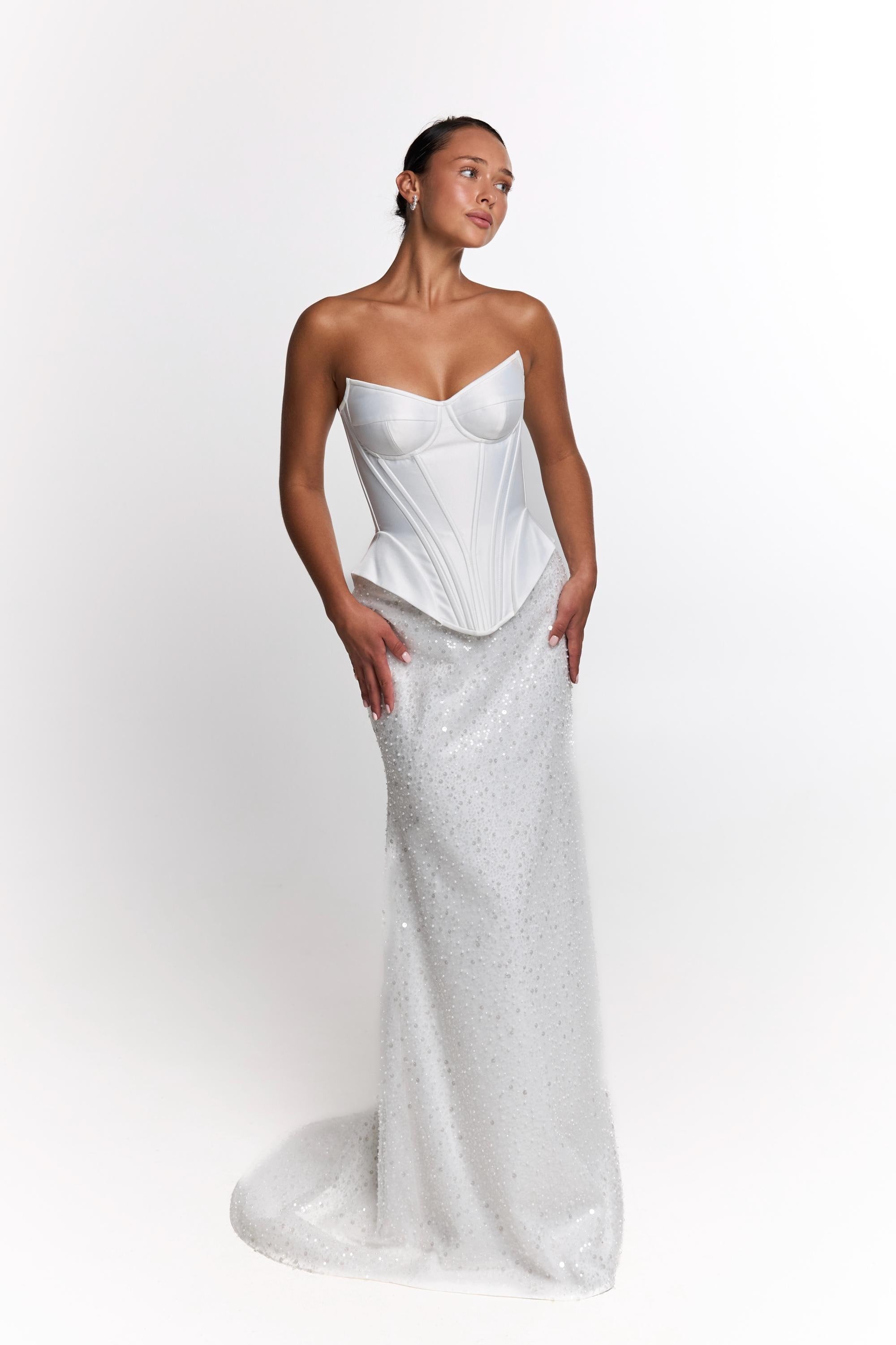 Wedding dress, sequins mini elopement engagement and civil corset wedding dress