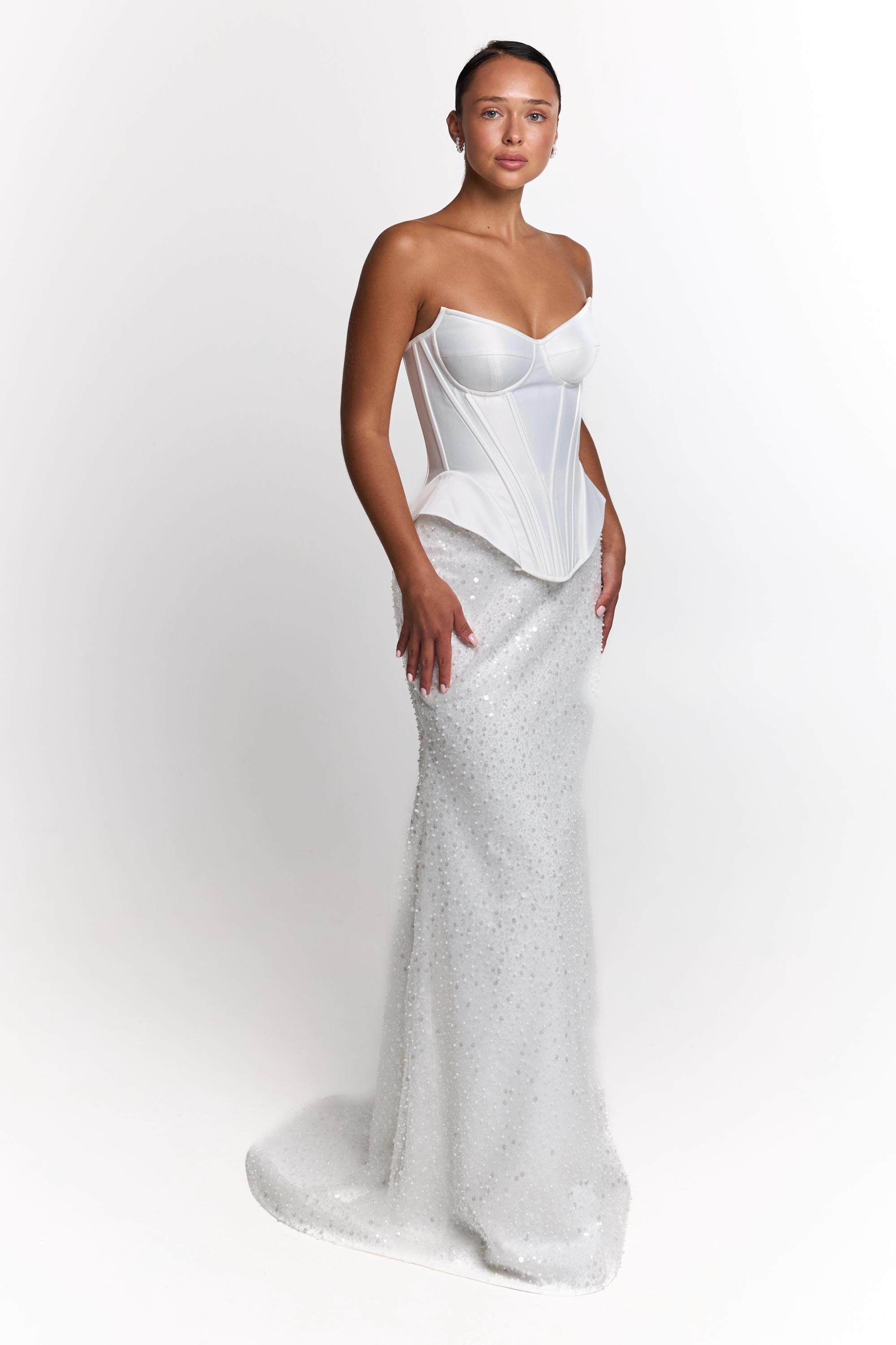 Wedding dress midi lace cover, midi elopement engagement and civil corset wedding dress