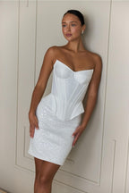 Wedding dress, sequins mini elopement engagement and civil corset wedding dress