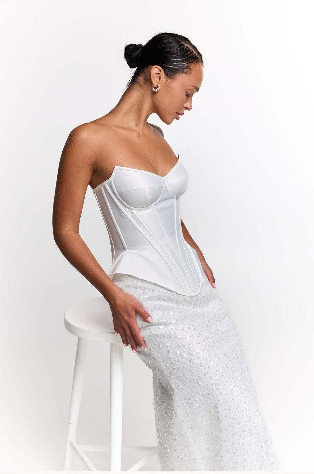 Wedding dress, sequins mini elopement engagement and civil corset wedding dress