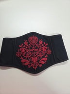 Black reverse corset, custom renaissance corset, Victorian corset top, plus size underbust corset belt with embroidery
