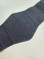 Black reverse corset, custom renaissance corset, Victorian corset top, plus size underbust corset belt with embroidery