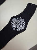 Black reverse corset, custom renaissance corset, Victorian corset top, plus size underbust corset belt with embroidery