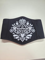 Black reverse corset, custom renaissance corset, Victorian corset top, plus size underbust corset belt with embroidery