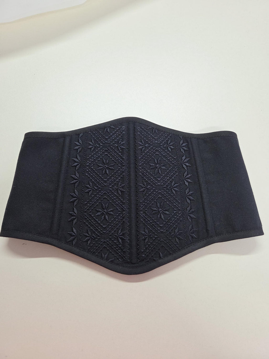 Black reverse corset, custom renaissance corset, Victorian corset top, plus size underbust corset belt with embroidery