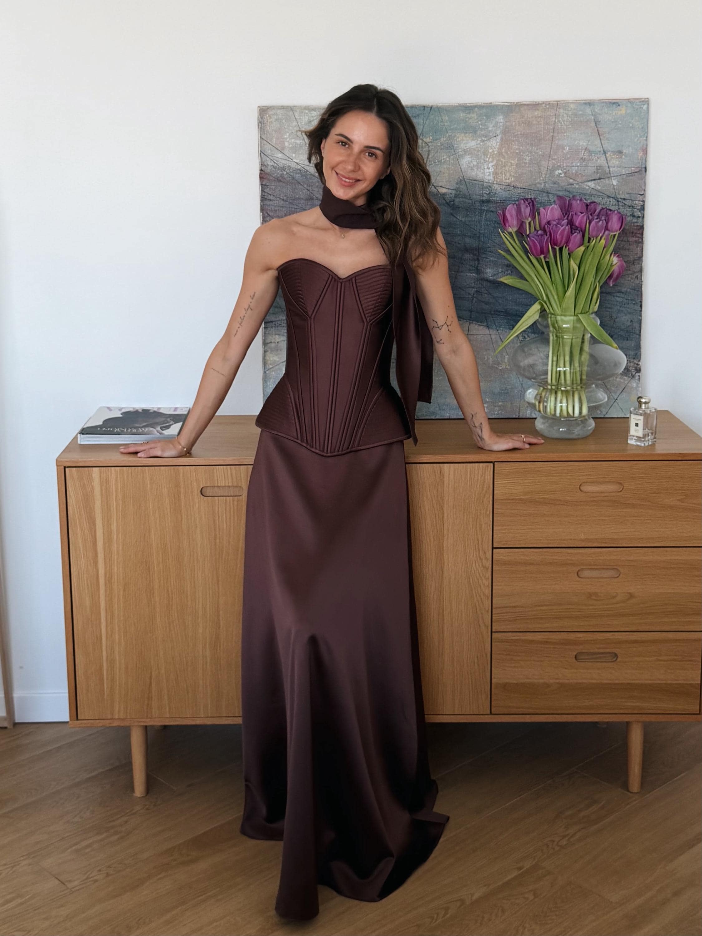 Black Tie Wedding Guest Dress, Black Corset and Floor Length Skirt Set, Formal Evening Gown, Prom Two Piece Dress, Elegant Gothic Outfit