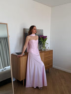 Wedding Guest Outfit, corset top and skirt set, Bachelorette Party Outfit, Satin Maxi Skirt and Bustier Top Set, Prom Two Piece Dress