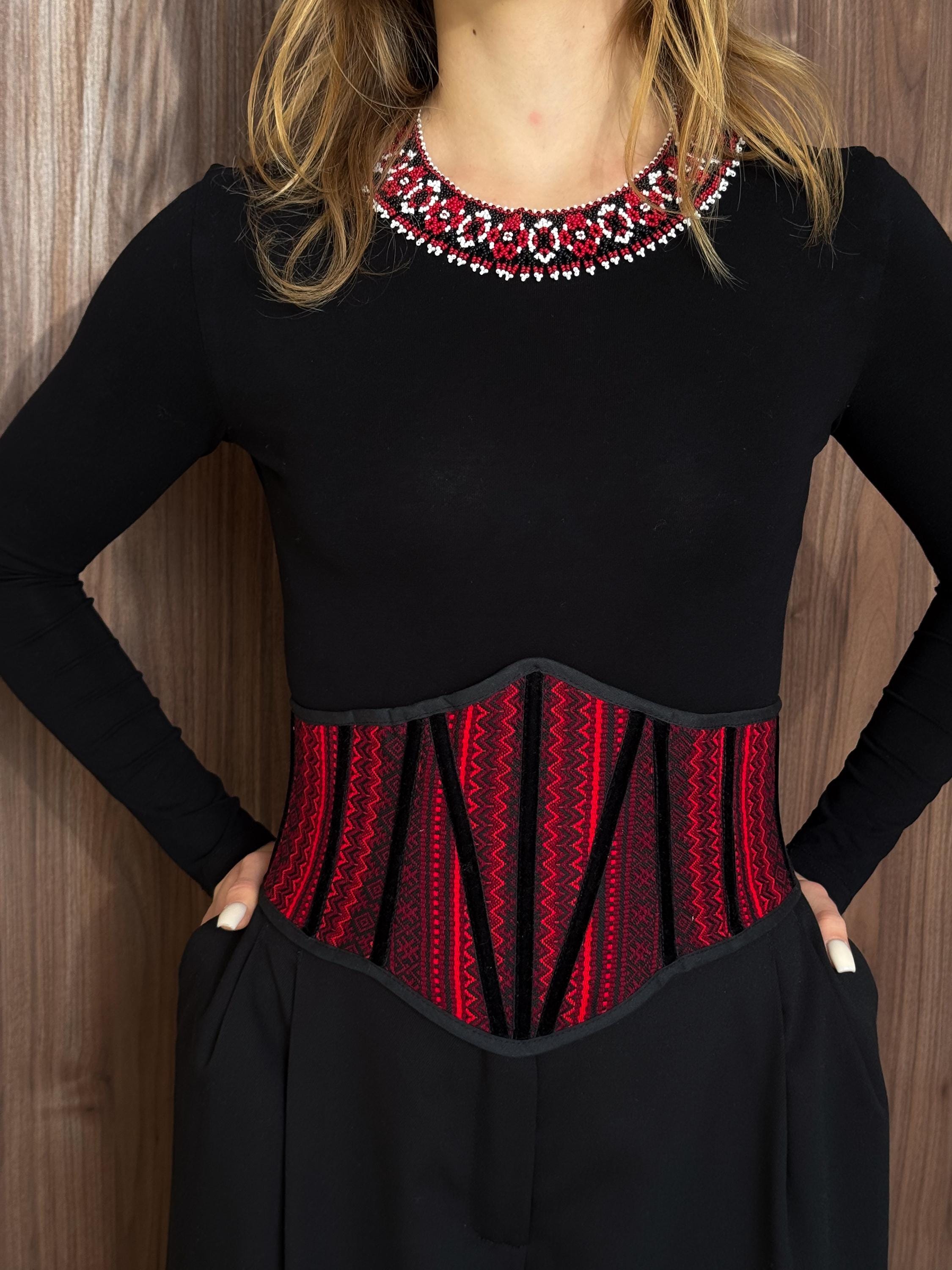 Underbust Corset Belt, Ethnic Waist Corset Cincher, Folk Style Wide Belt, Modern Ukrainian Ethno Corset, Renaissance Bodice