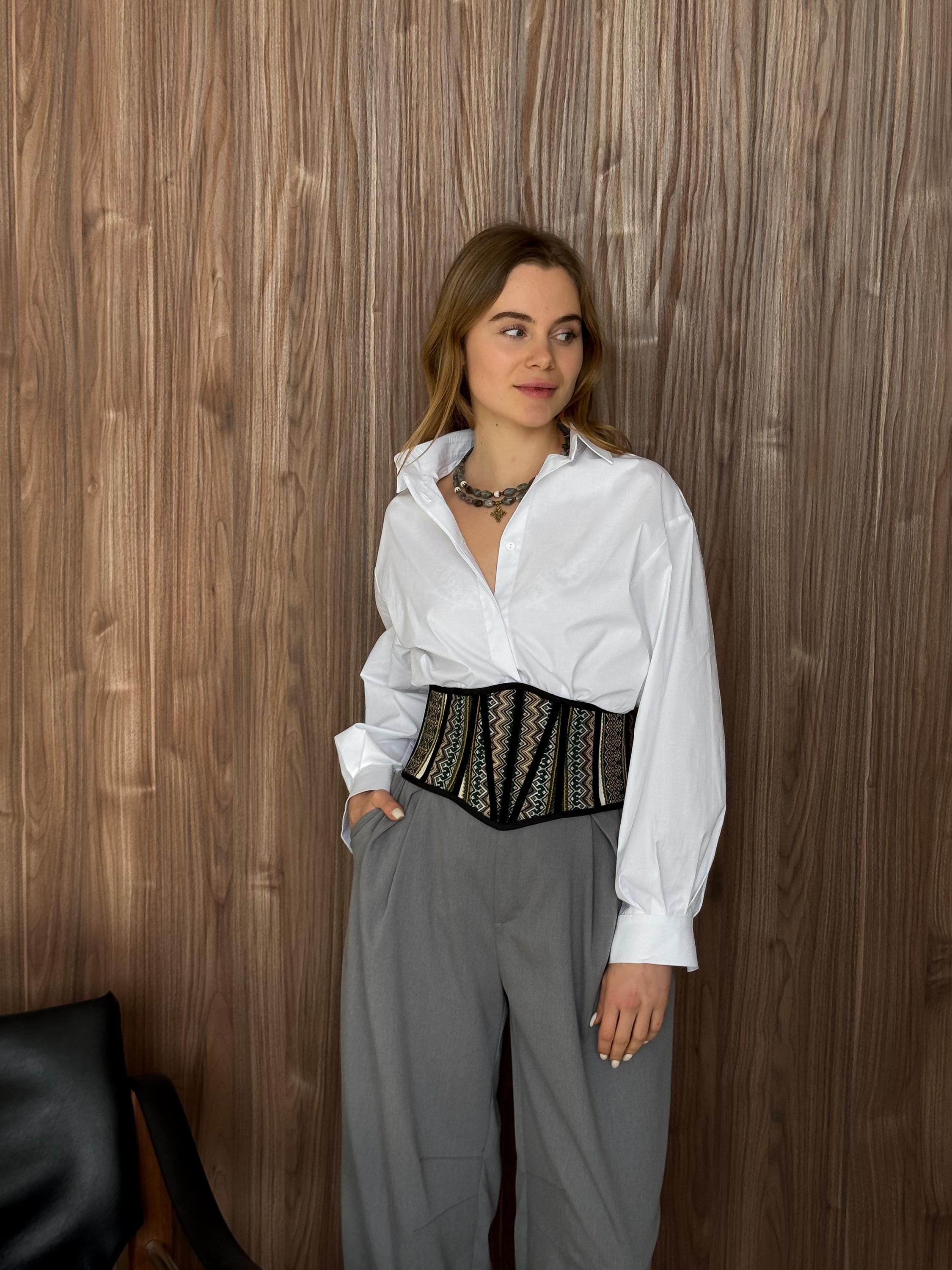 Underbust Corset Belt, Ethnic Waist Corset Cincher, Folk Style Wide Belt, Modern Ukrainian Ethno Corset, Renaissance Bodice