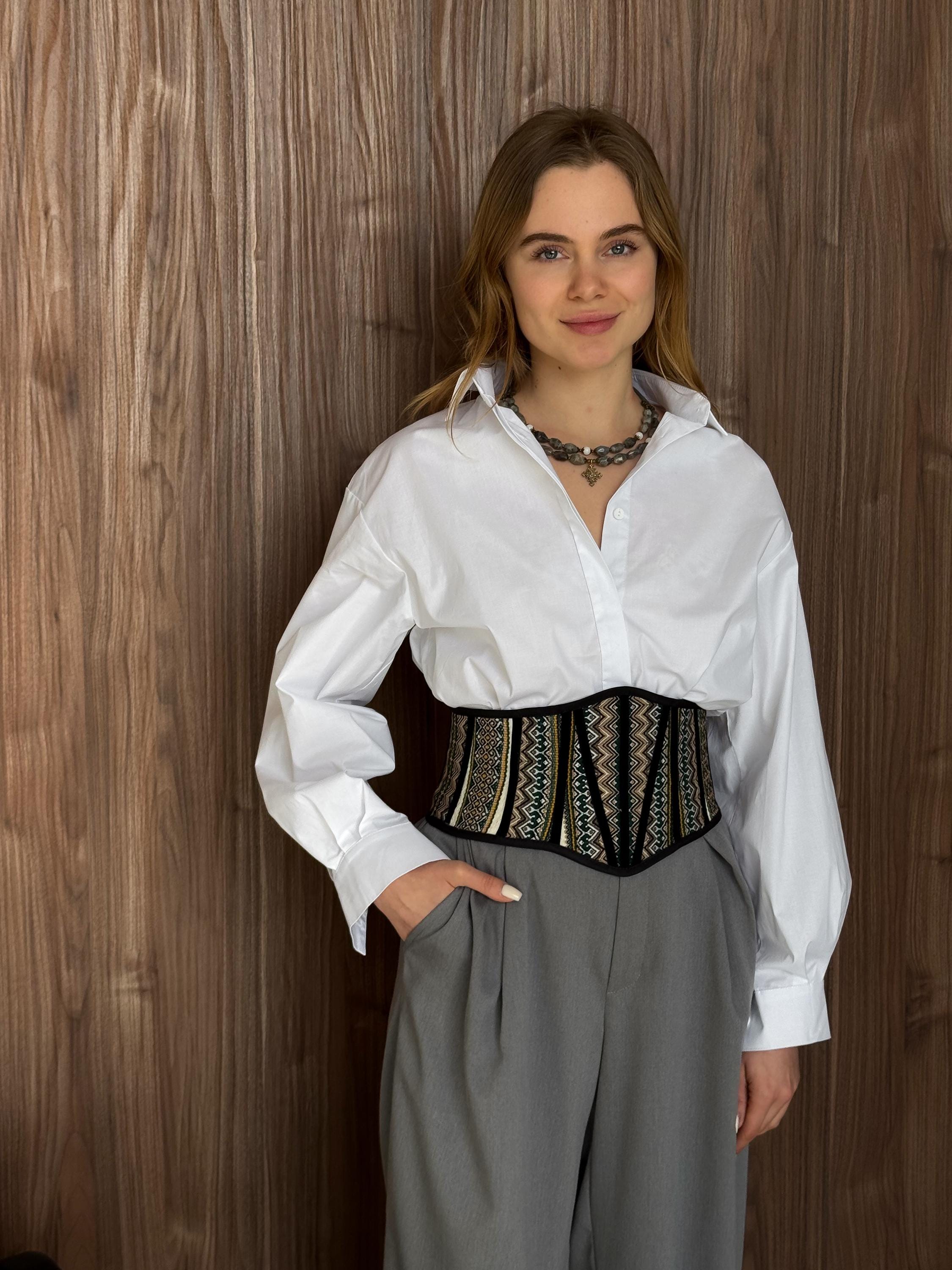Underbust Corset Belt, Ethnic Waist Corset Cincher, Folk Style Wide Belt, Modern Ukrainian Ethno Corset, Renaissance Bodice
