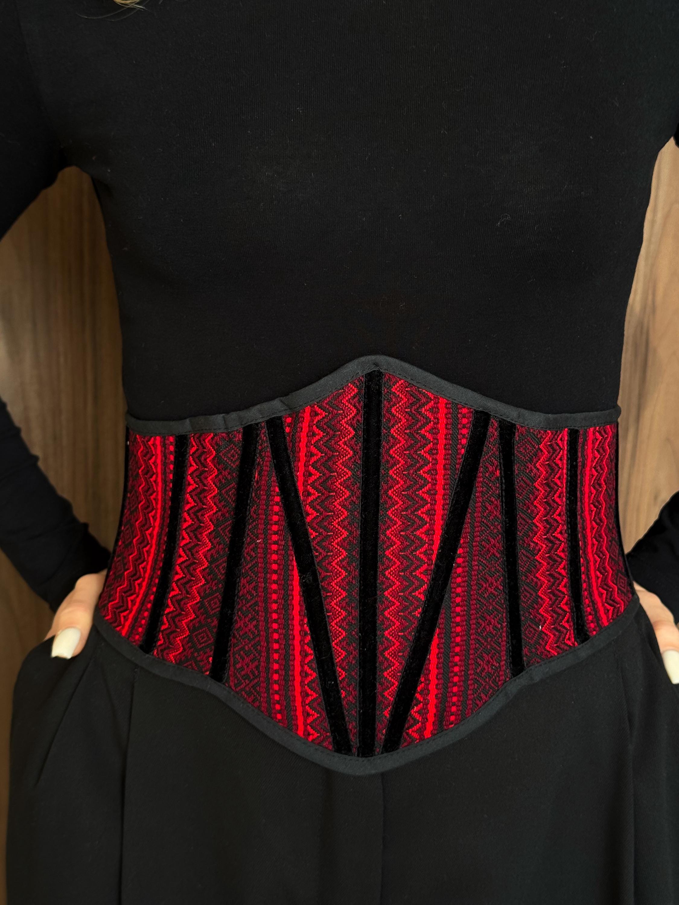 Underbust Corset Belt, Ethnic Waist Corset Cincher, Folk Style Wide Belt, Modern Ukrainian Ethno Corset, Renaissance Bodice