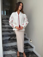 Black linen Embroidered Blouse for Women, Long Sleeve Linen Tunic, Linen Shirt with Red Embroidery, Ukrainian Vyshyvanka Boho Style Top