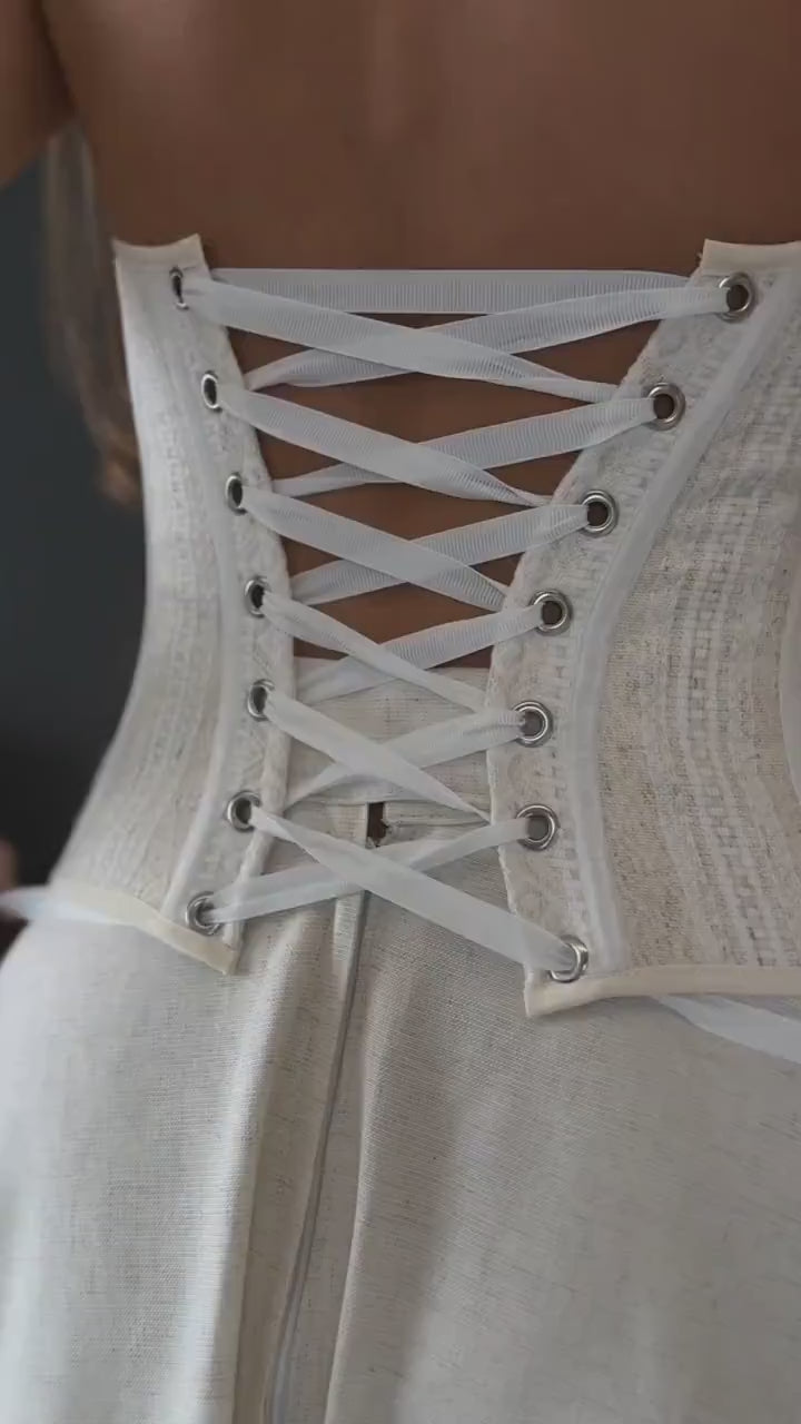 Corset wedding dress, wedding gown ivory corset, custom wedding guest dress