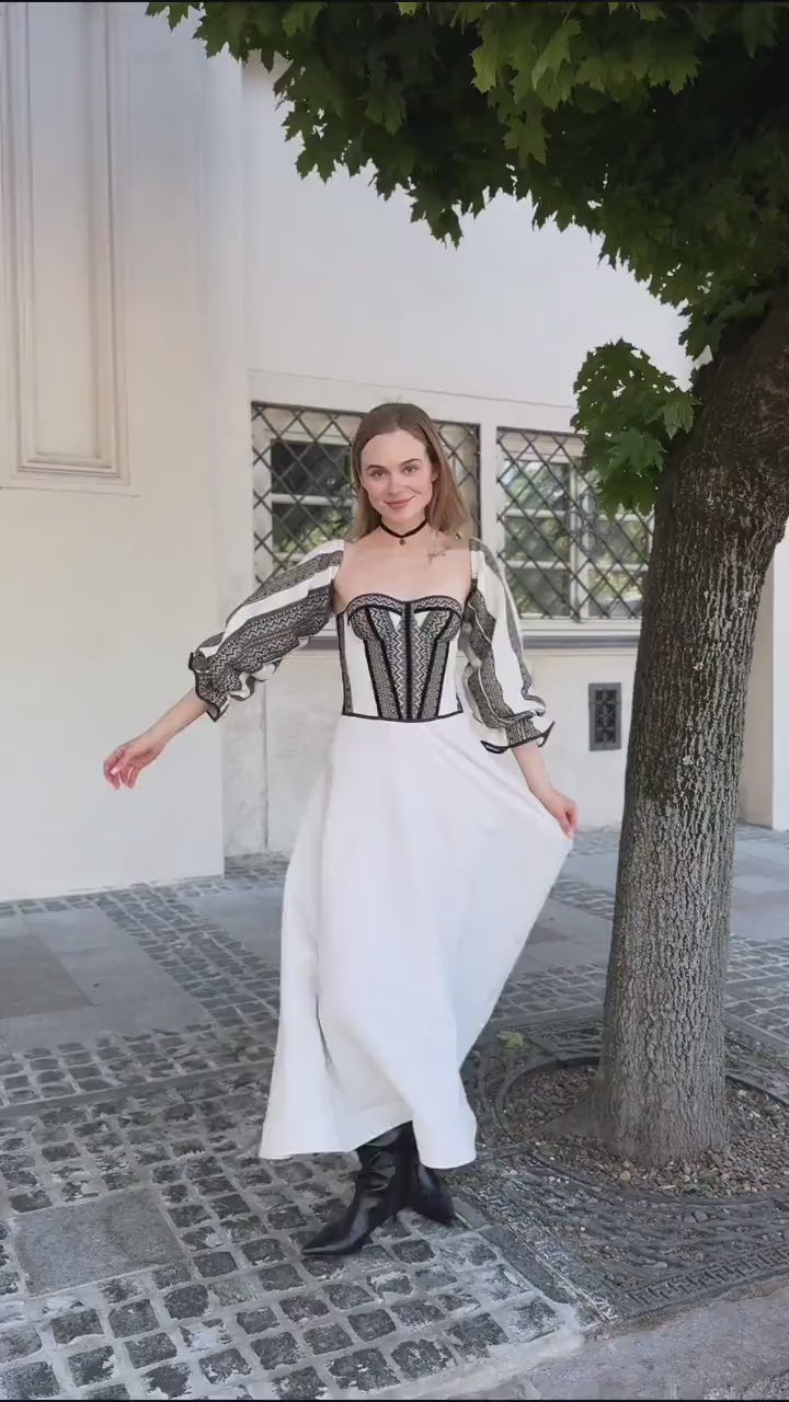 Corset top Ukraine, hand made corset top, corset with long detachable sleeves