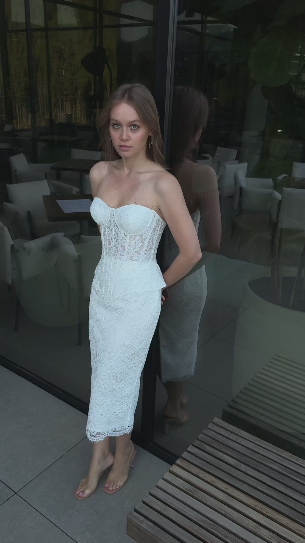 Lace corset top and midi skirt