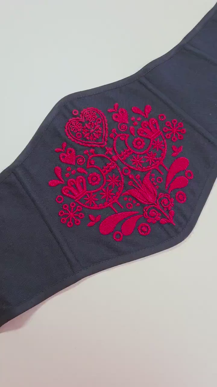 Black reverse corset, custom renaissance corset, Victorian corset top, plus size underbust corset belt with embroidery