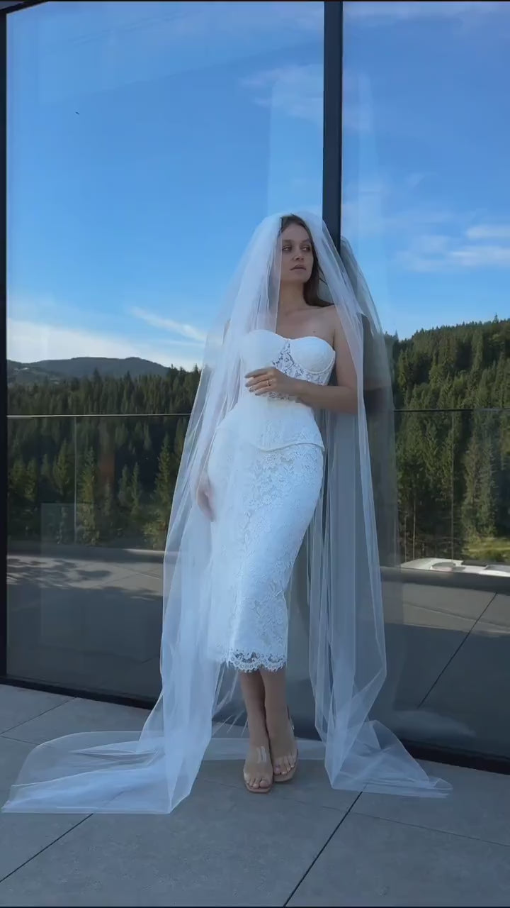 Soft tule bridal veil, wedding veil, long chapel length, cathedral length